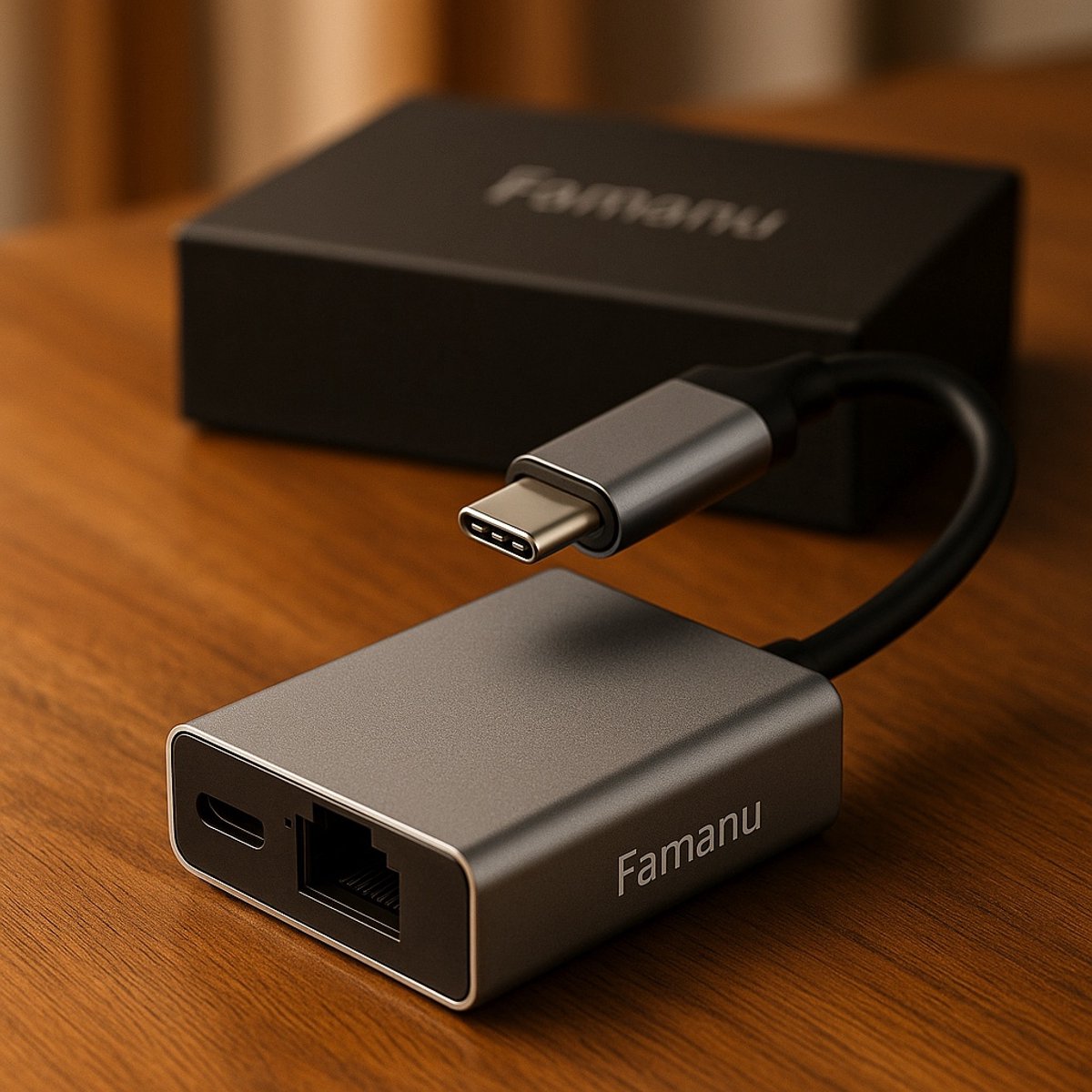 Image of Famanu - USB C naar Ethernet-adapter voor andere apparaten - Stabiliteit en snelheid tot 100 Mbps