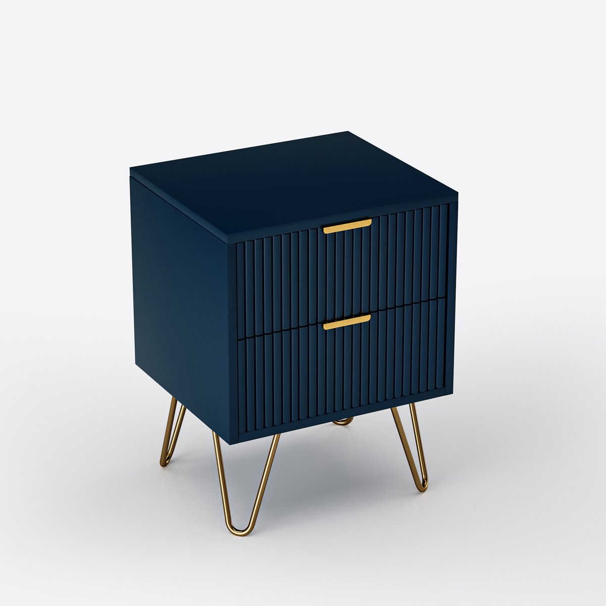Naiz® - Nachtkastje - 2 lades - Blauw - Goud - 35,5 x 40 x 50 cm