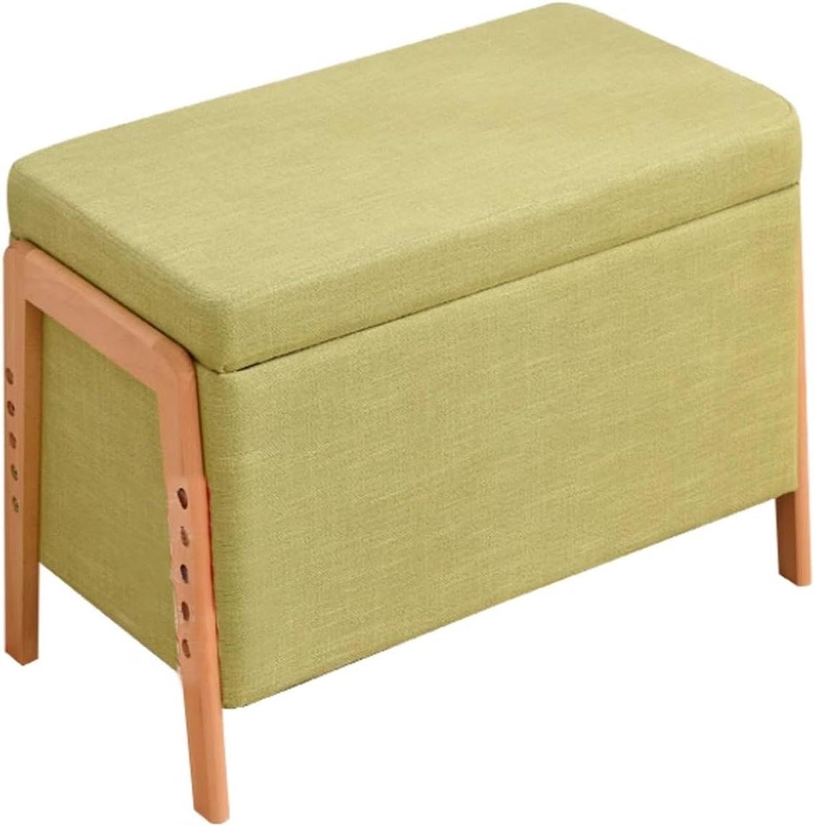 Opbergbank - Voetenbank Poef - Slaapkamer Entree - Verstelbare Poten - 49 x 17 x 16 cm - Groen