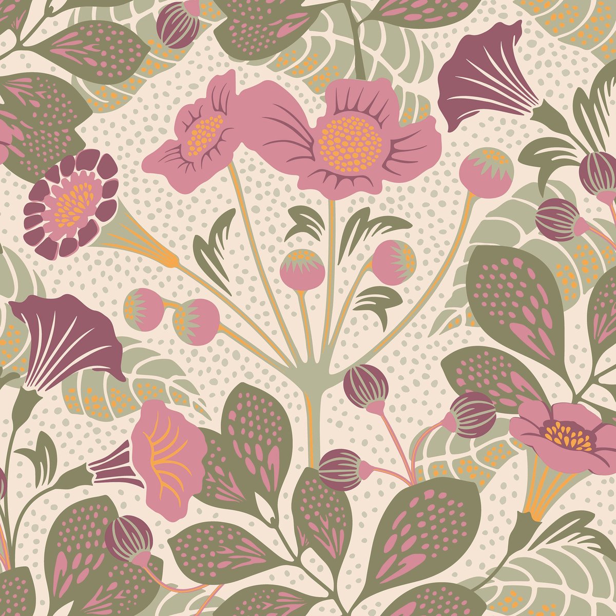 Boråstapeter Vliesbehang 1474 - Swedish Designers - Botanisch Roze - 53cm x 10.05m