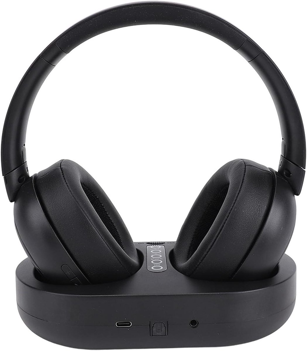Draadloze Hoofdtelefoon voor Tv Kijken met 2.4G en Bluetooth 5.3, Tv-headset over Het Oor met Oplaadstation, Optische AUX-aansluiting, 50 Uur Speeltijd voor Senioren en (EU-stekker)
