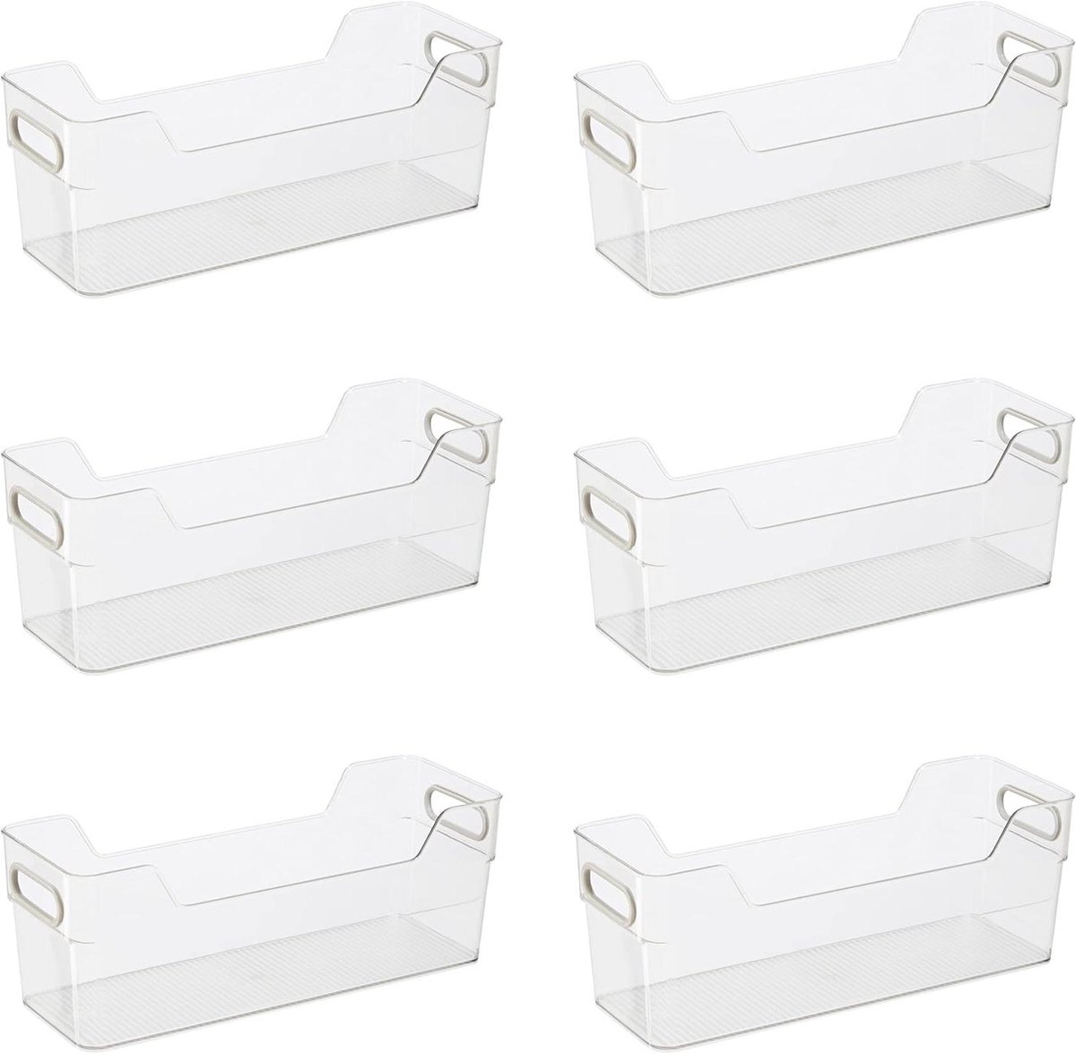 OGGI Kast / Drawer High Wall Storage Bin - 35,5 cm x 5 inch, helder/grijs, ideaal voor keukenorganisatie, voorraadopslag, koelkastorganizer, 6 stuks