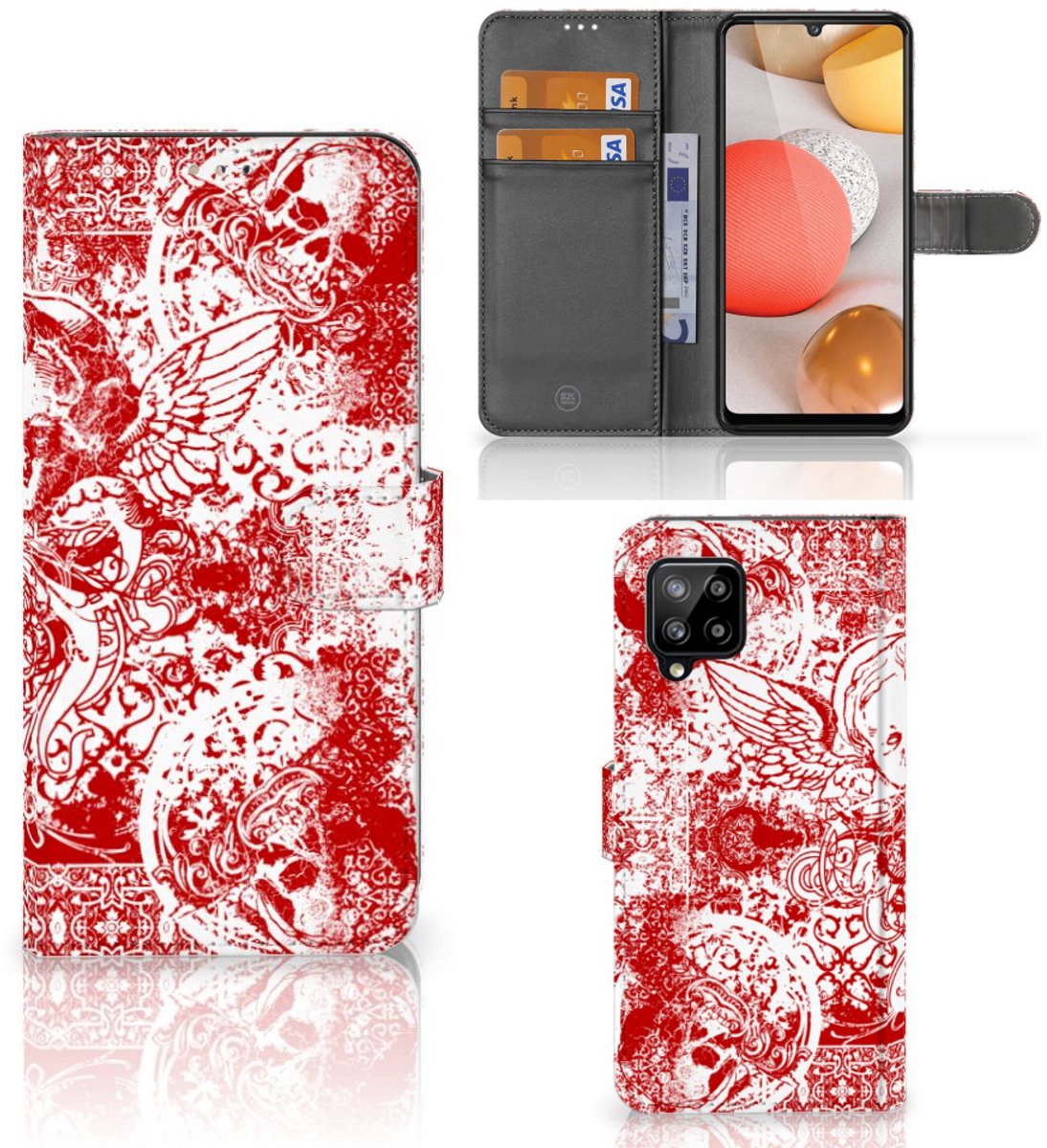 Telefoonhoesje met Naam Samsung Galaxy A42 5G Angel Skull Rood