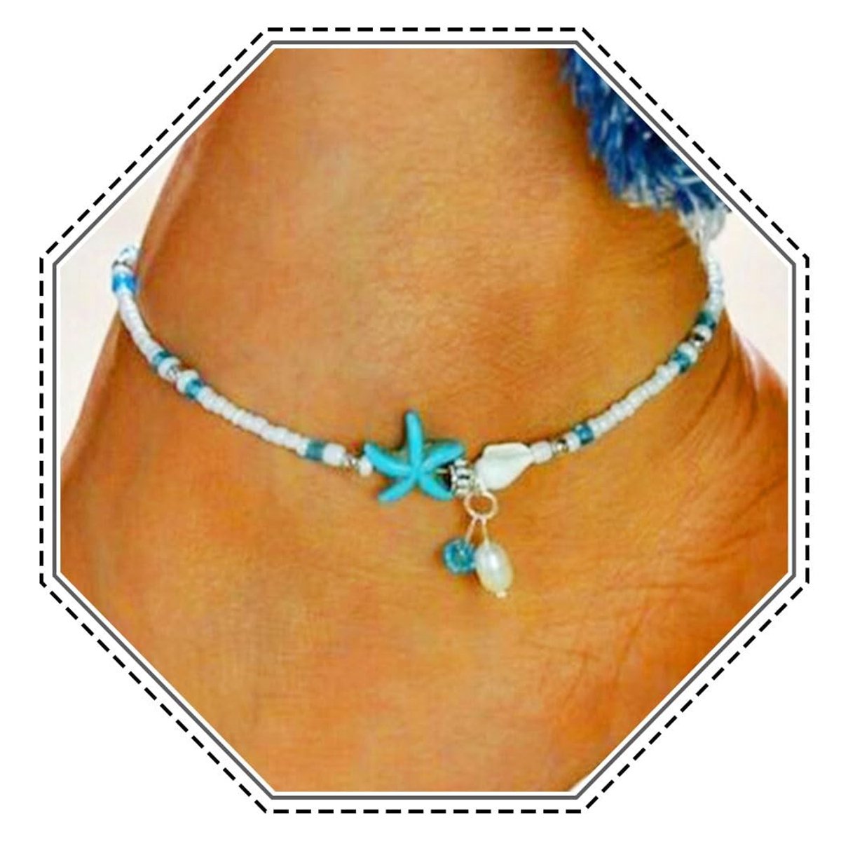 Cosensi - Boho Beach Summer Foot Chain - Groene Sterrenvis - Verstelbaar en Elegant - Geschikt voor Meisjes en Vrouwen - Perfect voor Strand en Fee...