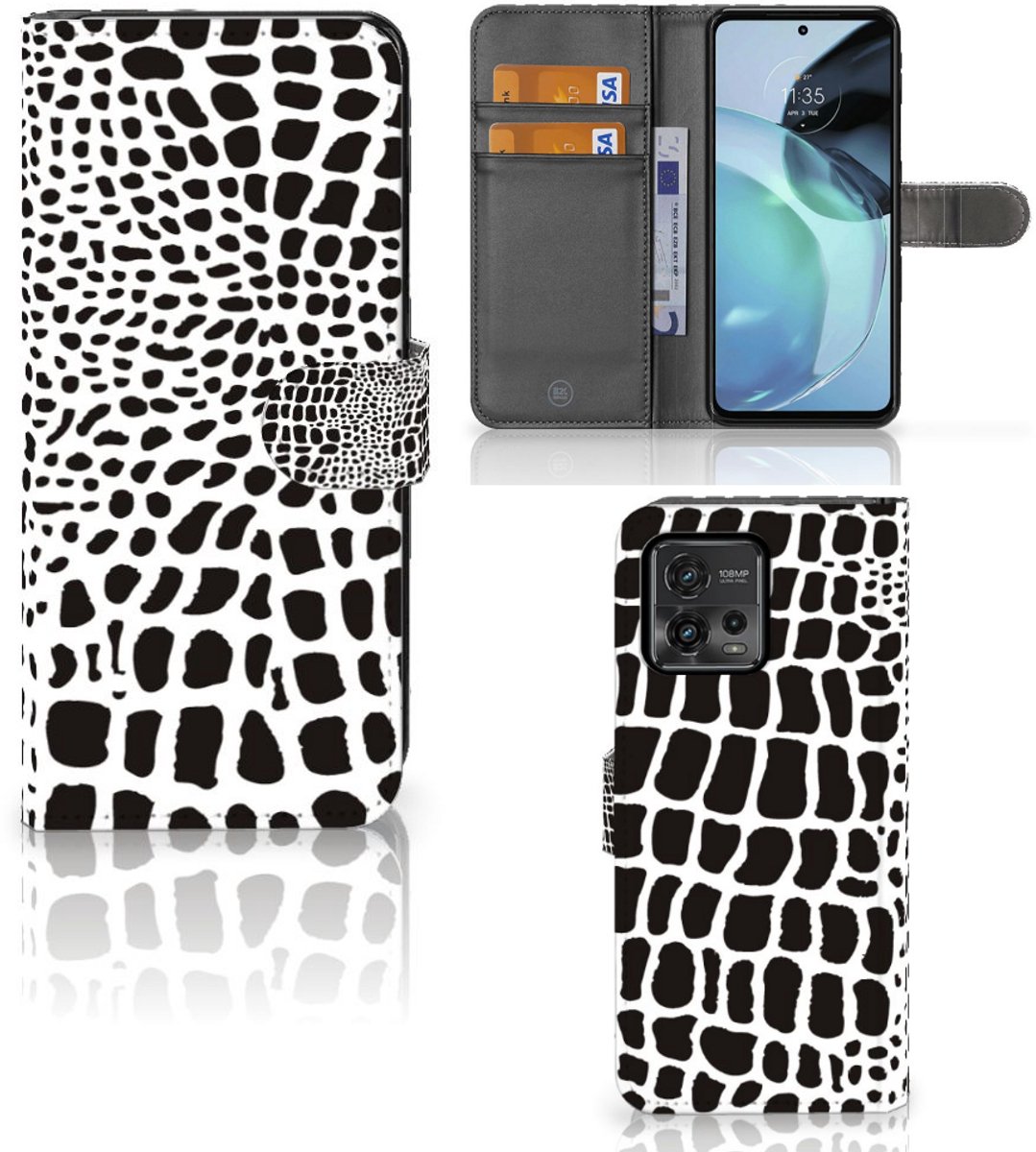 Motorola Moto G72 Telefoonhoesje met Pasjes Slangenprint