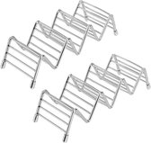 Taco houder standaard - RVS 4 vakken rek - taco's sandwiches - keuken gadget - gereedschap - harde of zachte shell - 2 stuks.