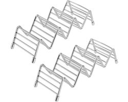 Taco houder standaard - RVS 4 vakken rek - taco's sandwiches - keuken gadget - gereedschap - harde of zachte shell - 2 stuks.