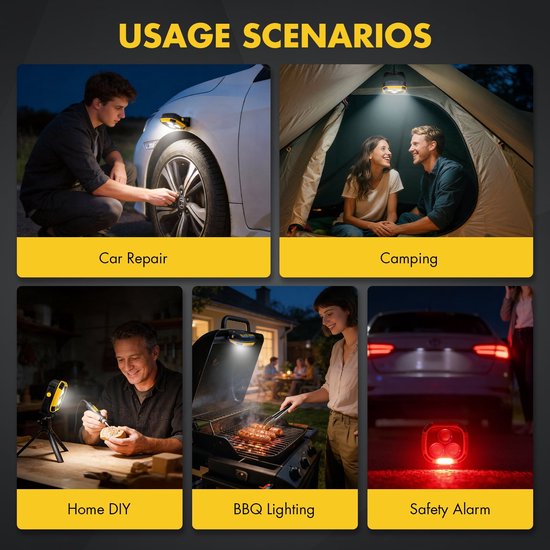 Oplaadbare magnetische LED-werklamp, waterdicht en draagbaar, Geschikt Geschikt autoreparaties, bouwplaatsen en noodgevallen. van Merkloos — afbeelding 2