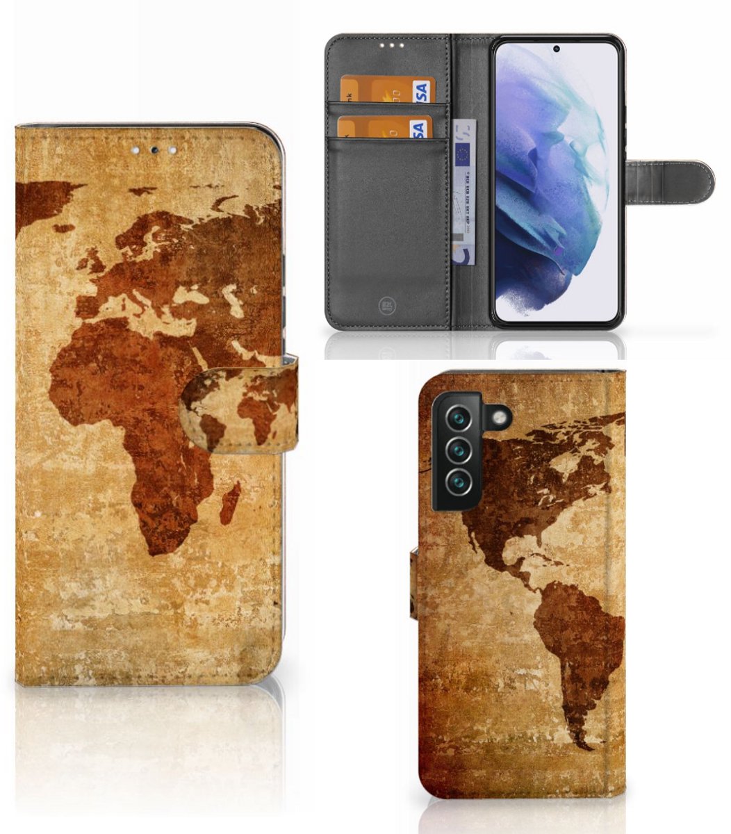 Samsung Galaxy S22 Plus Flip Cover Wereldkaart