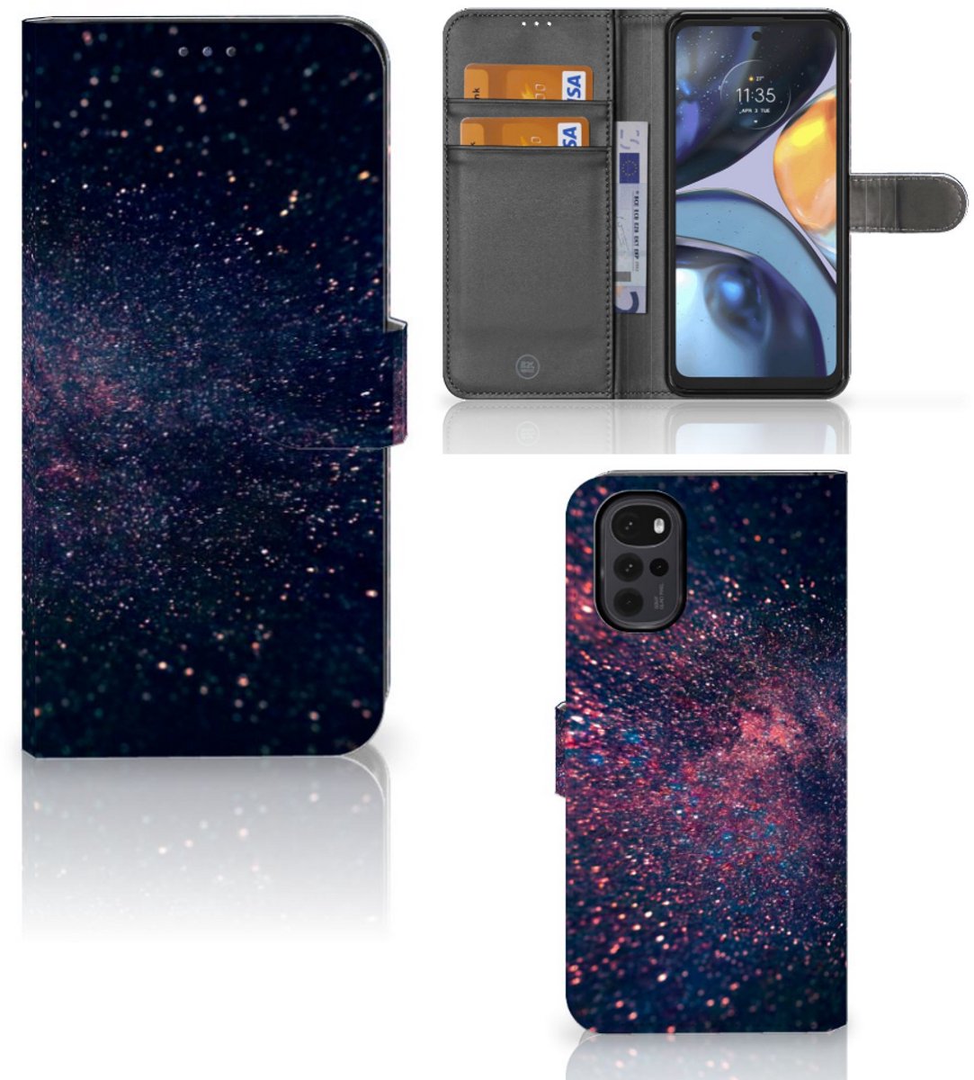 Motorola Moto G22 Book Case Stars
