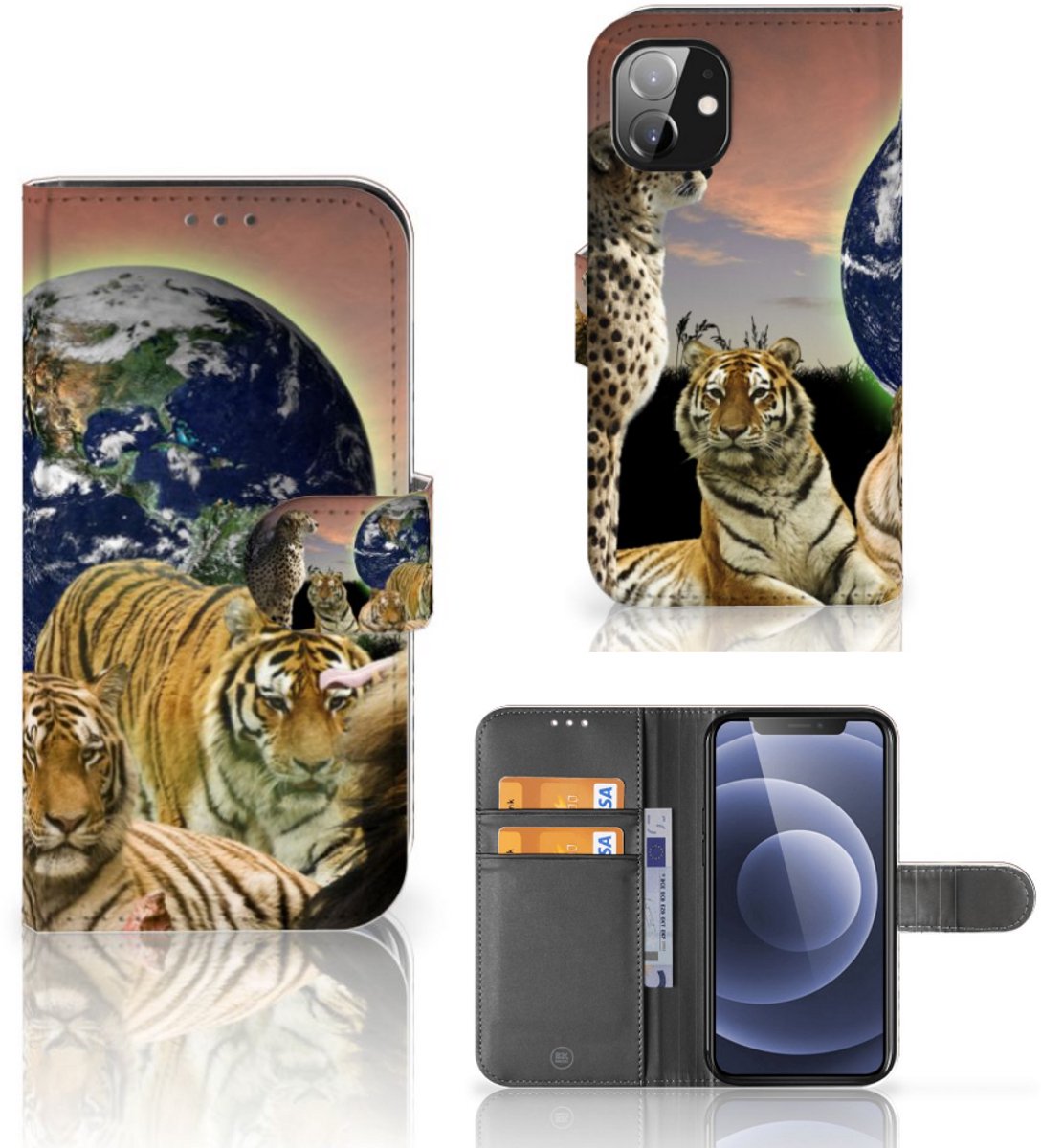 Apple iPhone 12 Mini Telefoonhoesje met Pasjes Roofdieren