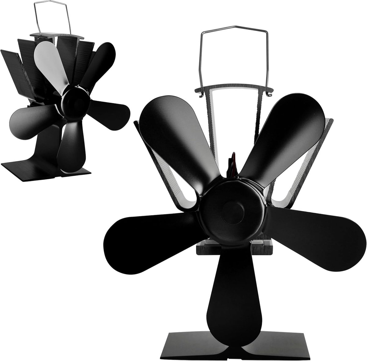 Warmte Kachel Ventilator - Haard Fan - Gelijkmatige Warmte - Zonder Stroom - 7.5 x 10.5 x 24 cm - Zwart