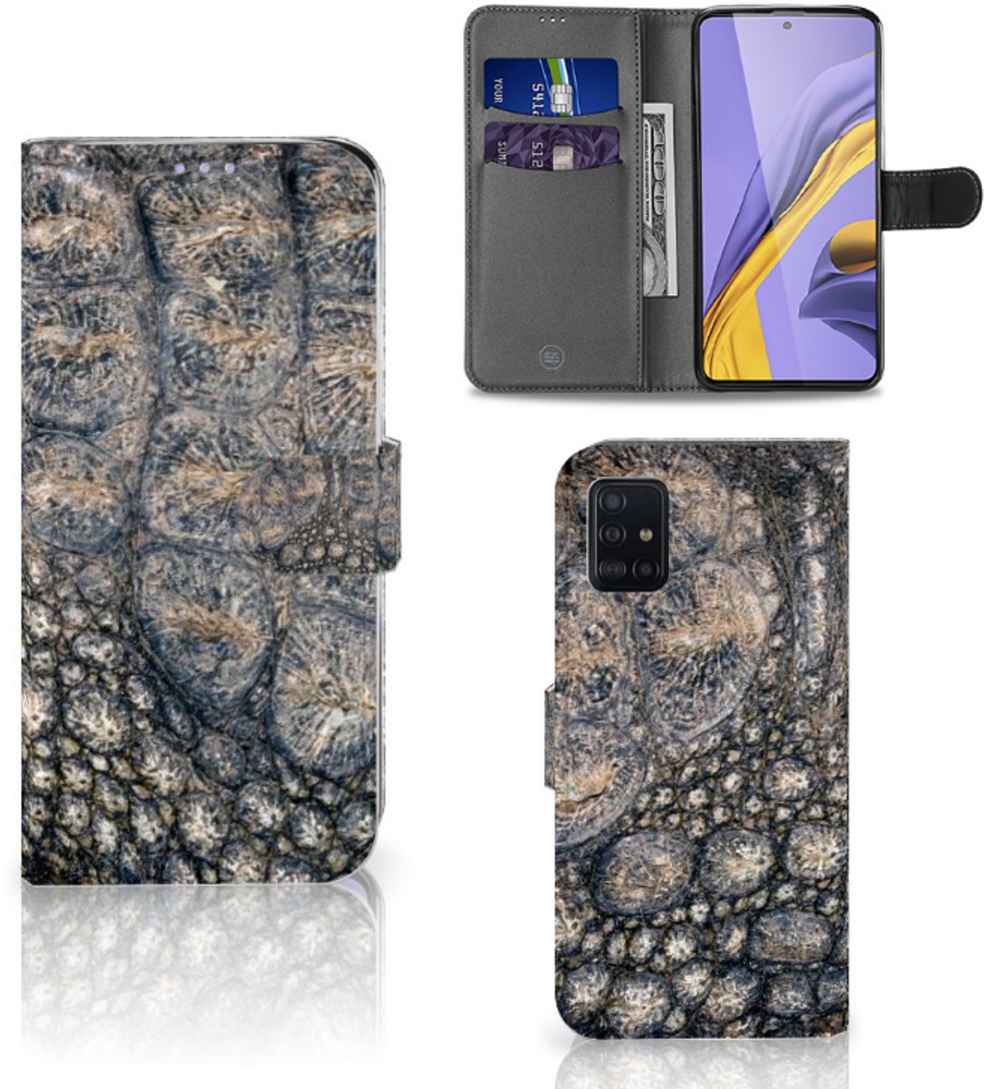 Book Case voor Samsung Galaxy A51 Telefoonhoesje met Pasjes Krokodillenprint