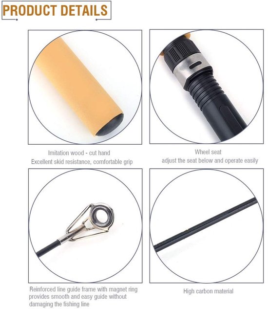 Cosensi - Mini Fishing Rod - Carbon Fiber - Lichtgewicht en Duurzaam - Zwart - Pen Rod - Ideaal voor Recreatief Vissen - Geschikt voor Volwassenen — afbeelding 2