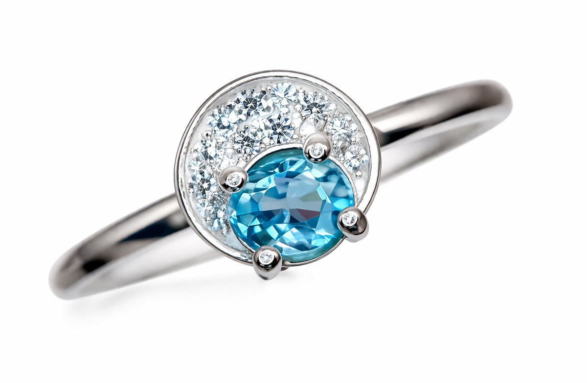 925 Sterling Zilveren Ring met Blauwe Natuurlijke Topaas - Minimalistische Damesring - Ringmaat 9 - November Geboortesteen
