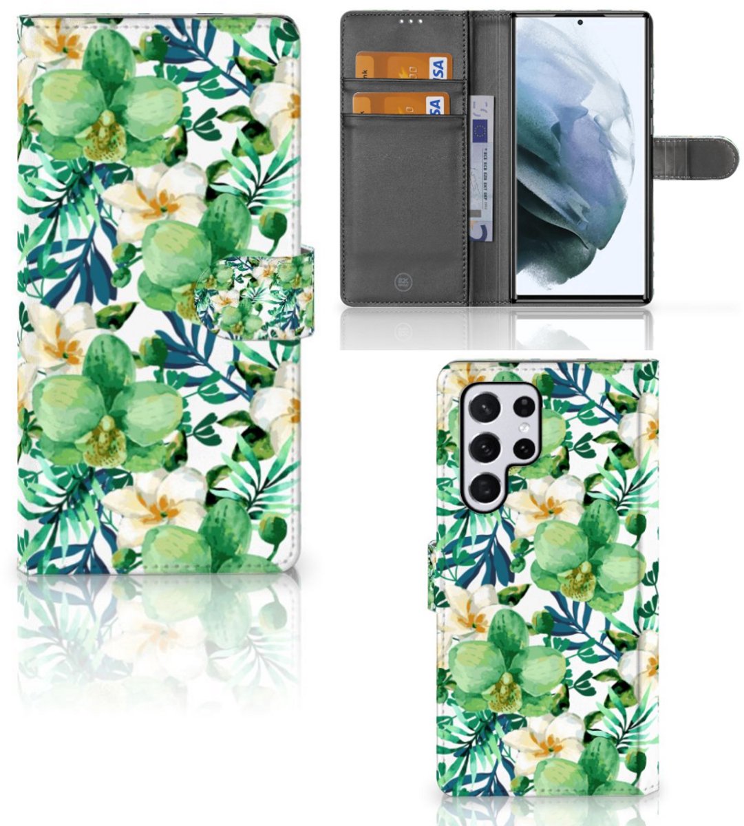 Samsung Galaxy S22 Ultra Hoesje Orchidee Groen