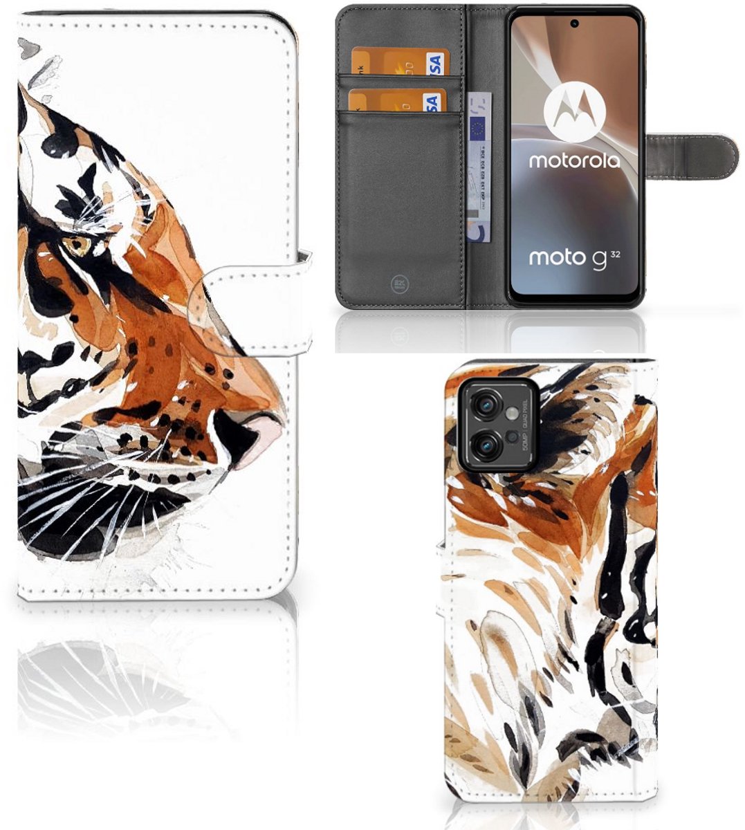 Hoesje Motorola Moto G32 Watercolor Tiger