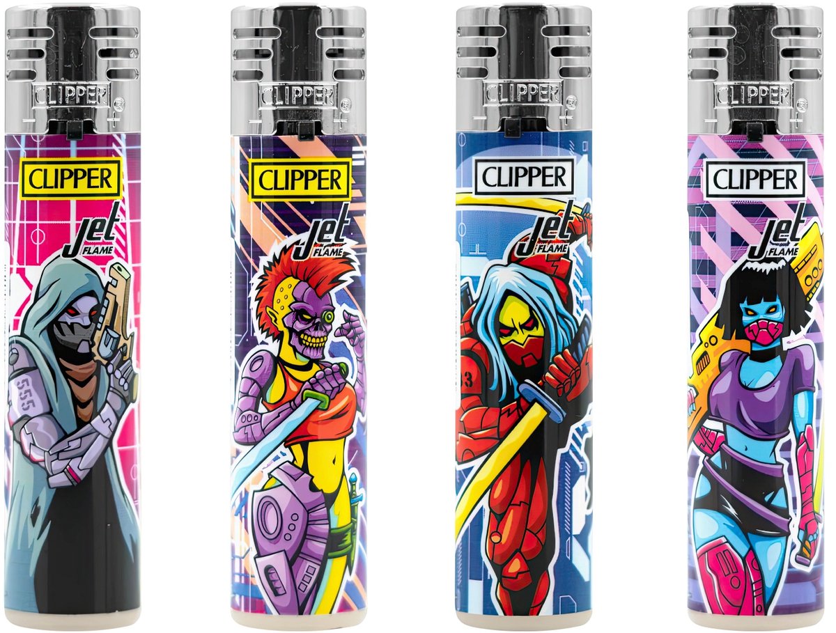 Clipper JetFlame Aanstekers "Cyborg Assassin" (4 stuks)