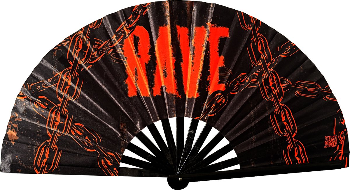 XXL festival waaier - Handwaaier - Spaanse waaier - Glow in the Dark - UV / Blacklight - Glowing effect - 62 x 32 cm - Bamboe - Rave