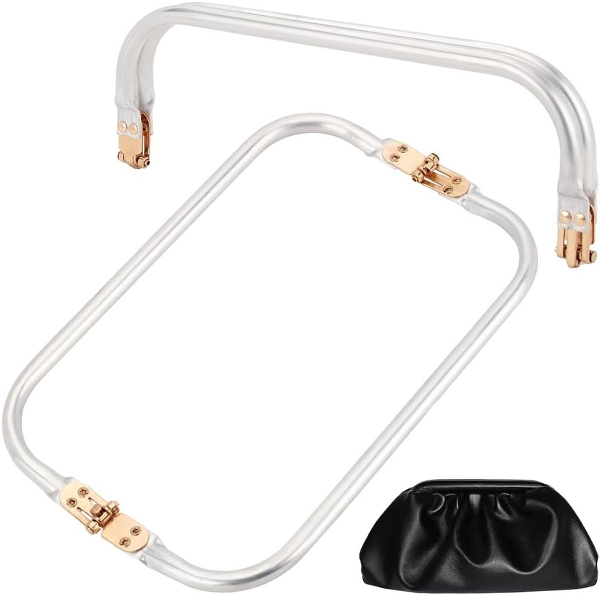 2 Stuks Aluminium Portemonnee Frame, 10.2 Inch Boog Handtas Frame met Klinksluiting en Handvat voor DIY Clutch en Tas Accessoires