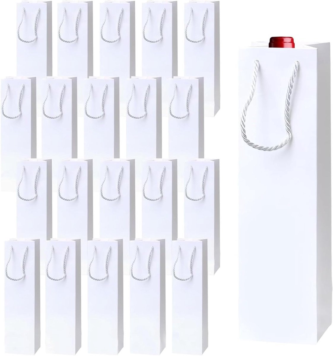 Witte wijngeschenkzakjes met handvaten - 20 stuks