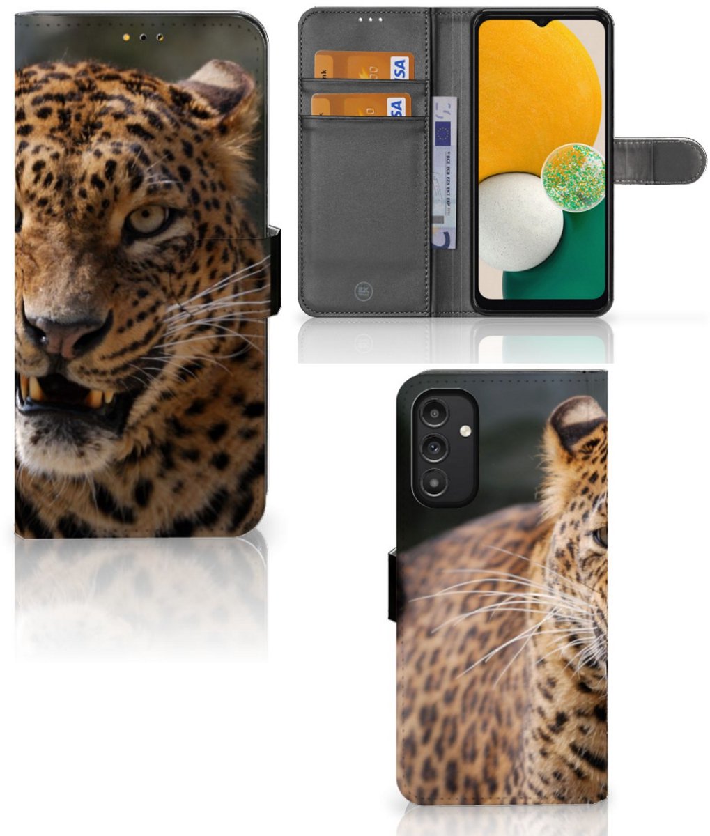Samsung Galaxy A14 5G Telefoonhoesje met Pasjes Luipaard