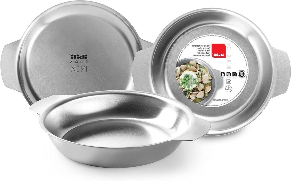 Portiebord Inductie - Opwarmbord Kokspannen - Kleine Porties Serveren - Speciaal voor Inductie - 14 cm - Zilver