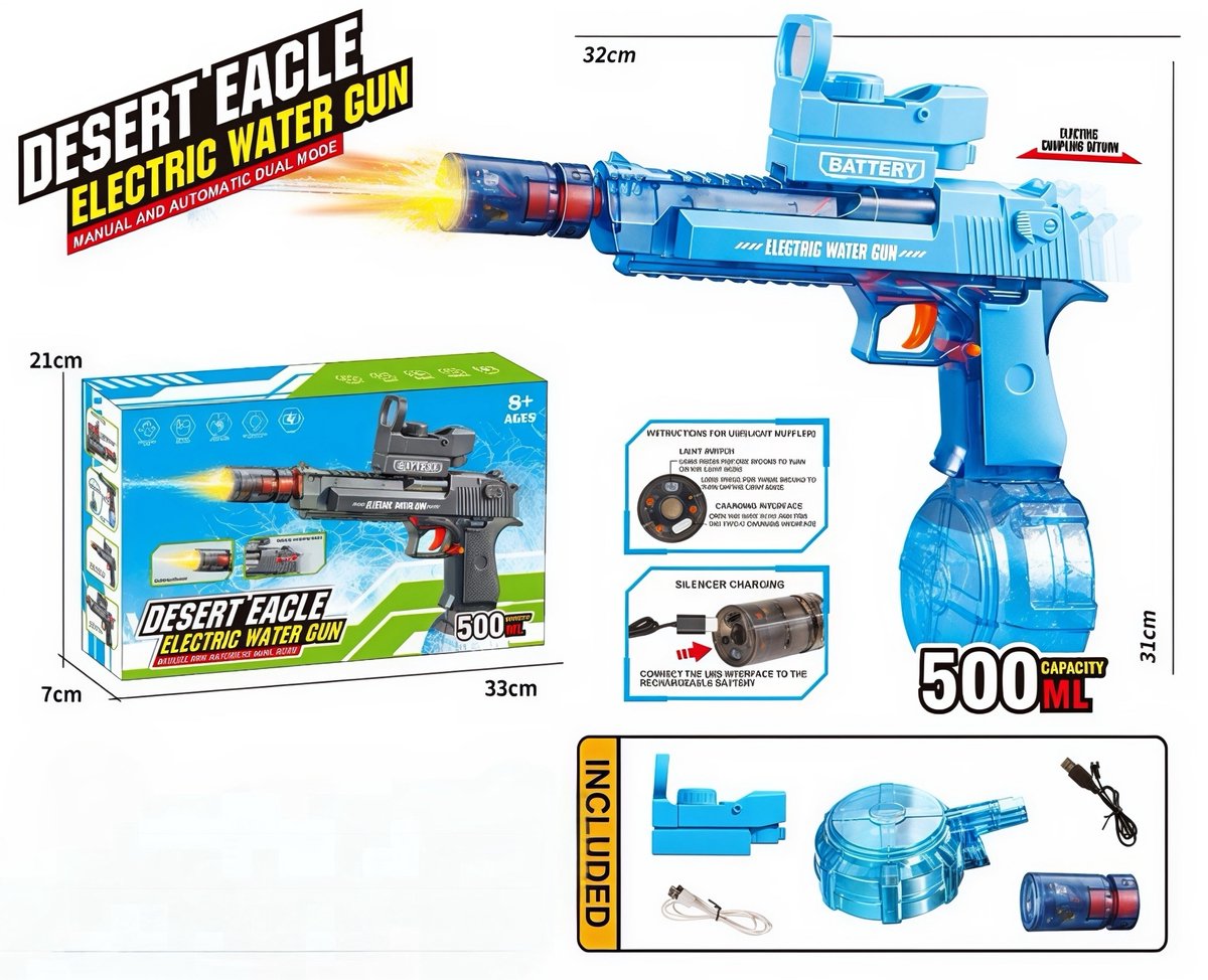 Sand Eagle Elecrtisch waterpistool met laser - electric water gun rechargeable - ook manueel