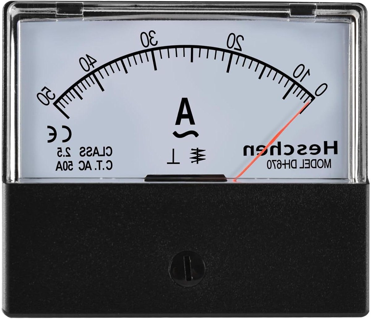 Ampèremeter Tester - Stroommeter Analoog - Elektrische Meting - Paneelmontage Rechthoek - AC 0-50A - Zwart