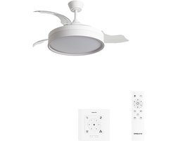 CREATE - Stille plafondventilator 40 W Ø107 cm met intrekbare bladen en LED-licht - M - Met licht - Controller voor wandmontage - WIND CLEAR EDGE