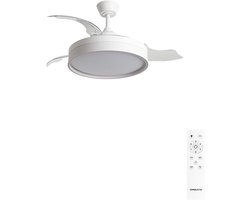 CREATE - Stille plafondventilator 40 W Ø107 cm met intrekbare bladen en LED-licht - M - Met licht - Afstandsbediening - WIND CLEAR EDGE