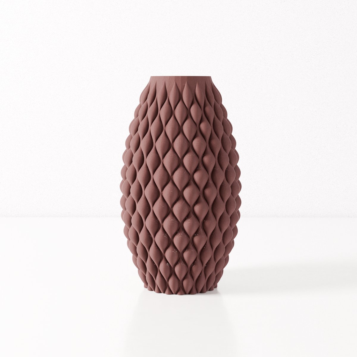 Fleuriek vaas AMELIA - Bordeaux rood H30 cm - Slanke designvaas met reliëfpatroon - Moderne decoratie voor tafel of dressoir - Bolvormig patroon