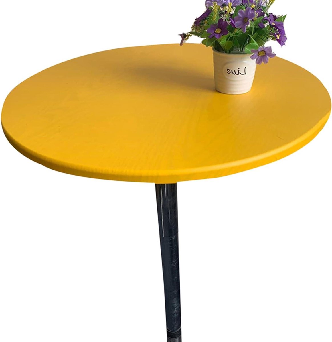 Ronde Tafelhoes - Beschermhoes Tafel - Bescherming en Decoratie - Elastische Rand - Diameter 80cm - Geel