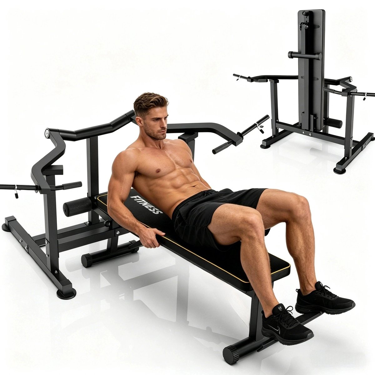 MettleMatic Drukpersmachine met bankdrukker Onafhankelijk convergerende armen – Verstelbare vlakke en schuine bank – Krachttraining voor de home gym: Borst, schouders, armen & buikspieren