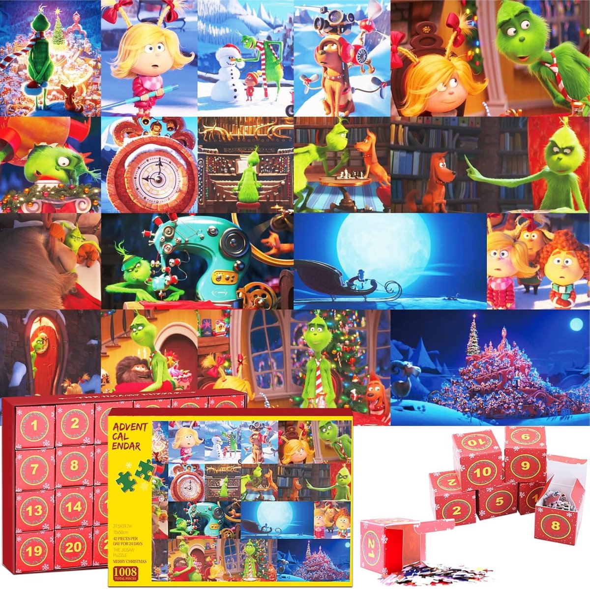CE - Adventskalender Puzzel - 1008 stukjes - Recyclebare Taaien - Makkelijk te Monteren