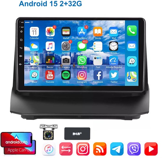 9-inch Android 15 autoradio Ford Fiesta MK6 2009-2017 met CarPlay, Android Auto, Bluetooth, GPS, DAB+ & camera