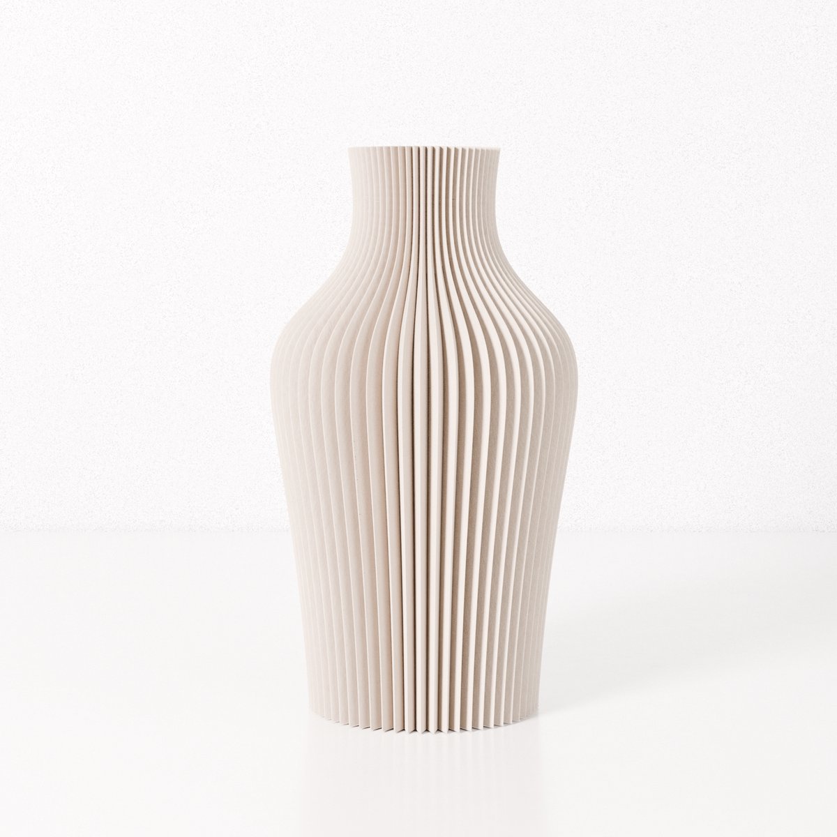 Fleuriek vaas LIV - Beige H50 cm - Statement vloervaas met verticale structuur - Woonaccent voor hal of woonkamer