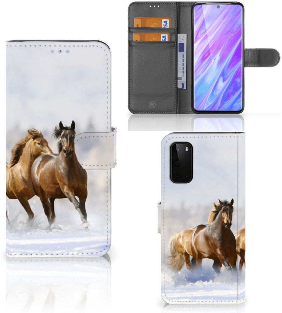 Samsung Galaxy S20 Telefoonhoesje met Pasjes Paarden