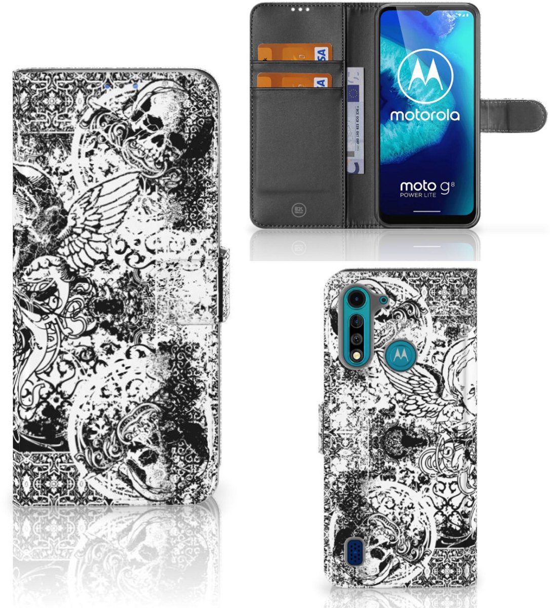 Telefoonhoesje met Naam Motorola G8 Power Lite Skulls Angel
