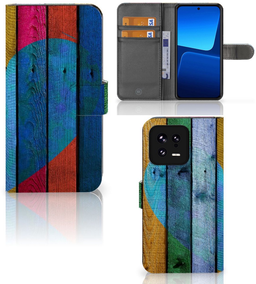Xiaomi 13 Book Style Case Wood Heart - Cadeau voor je Vriend