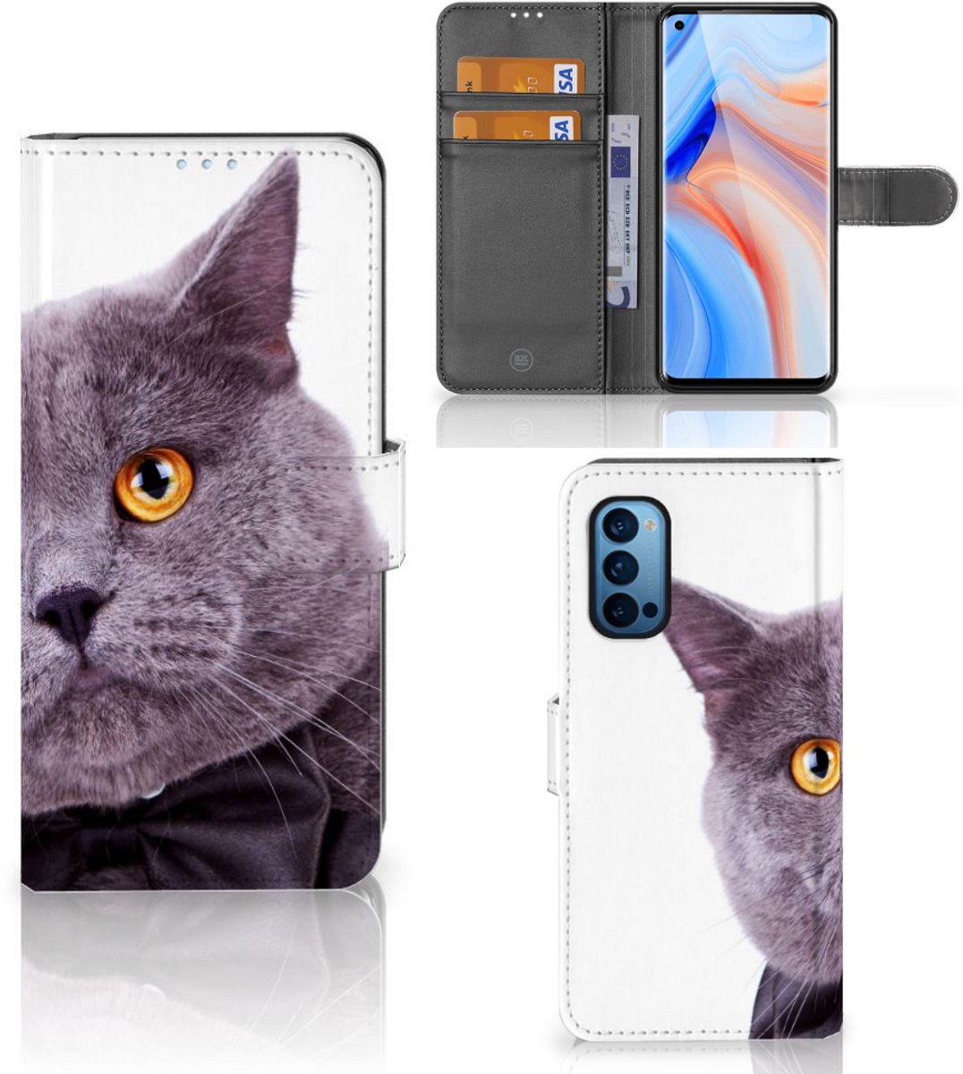 OPPO Reno 4 Pro 5G Telefoonhoesje met Pasjes Kat