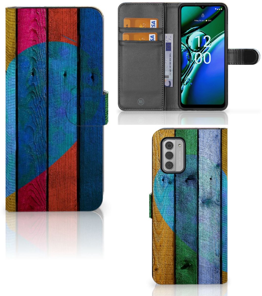 Nokia G42 Book Style Case Wood Heart - Cadeau voor je Vriend