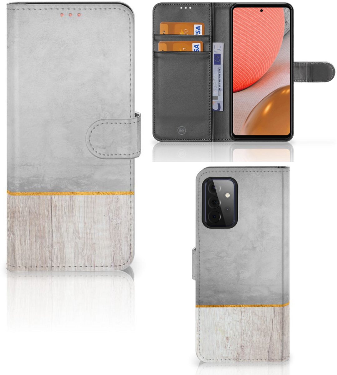 Samsung Galaxy A72 Book Style Case Wood Concrete