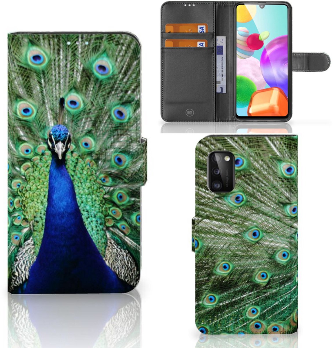 Samsung Galaxy A41 Telefoonhoesje met Pasjes Pauw