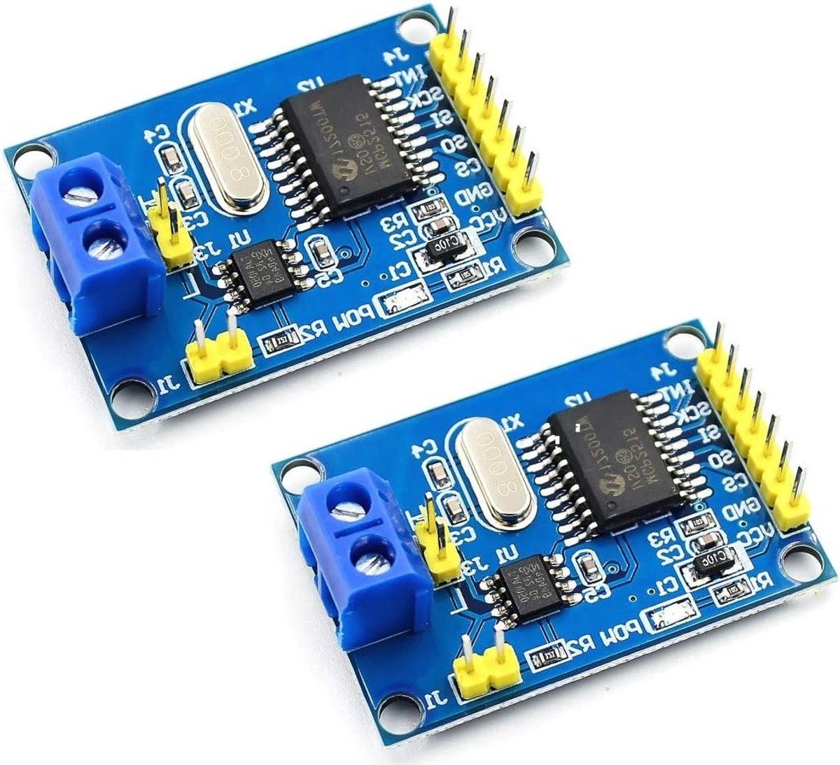 CAN Bus Module - MCP2515 TJA1050 - Microcontroller Projecten - SPI Protocol Controle - 2 stuks - Groen