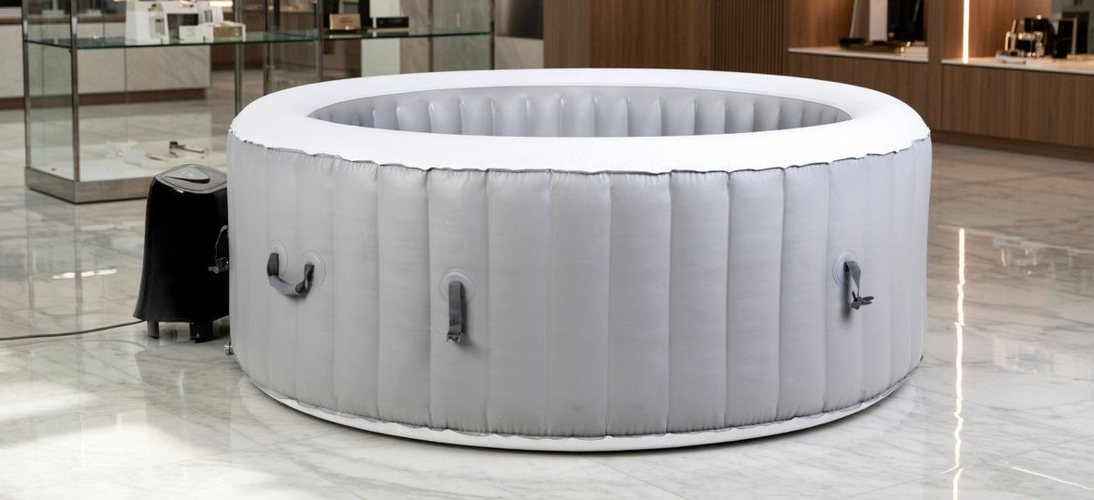Luxe Opblaasbare Jacuzzi Spa voor 6 Personen – Rond – 130 Jet Airbubbels – 1000 Liter Water – Inclusief Isolatie & Reparatieset – medahomestore