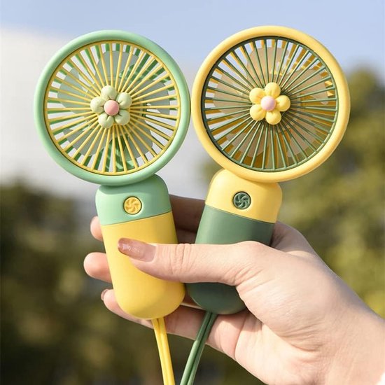 Mini USB Oplaadbare Handventilator 2x Lichtgewicht Opvouwbaar met Telefoonhouder, Fruit Design