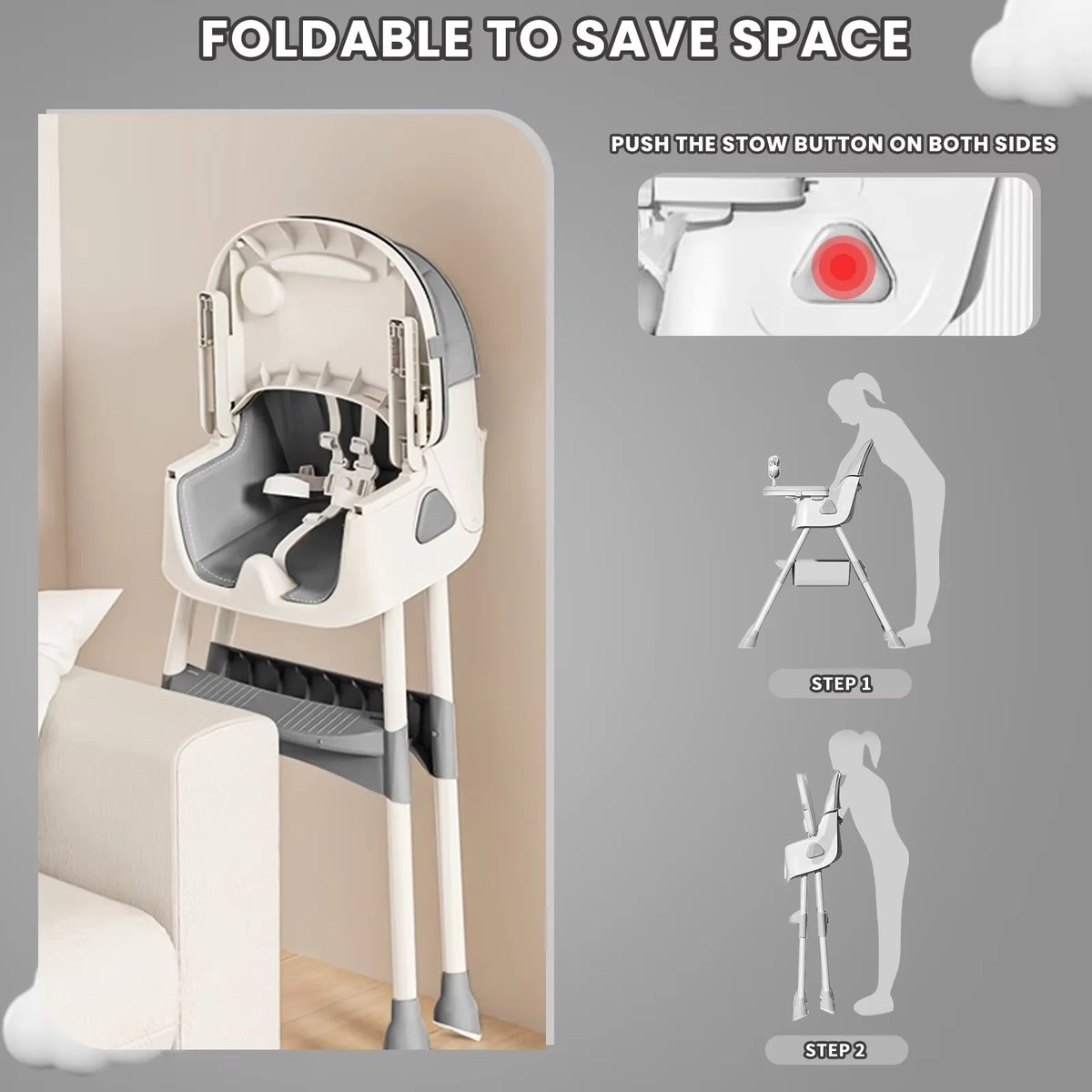 MiKiD Baby Stoel - Kinderstoel - Kinder Eetstoel - Meegroei Stoel 3-in-1 - Opvouwbaar - Kaki – foto 3