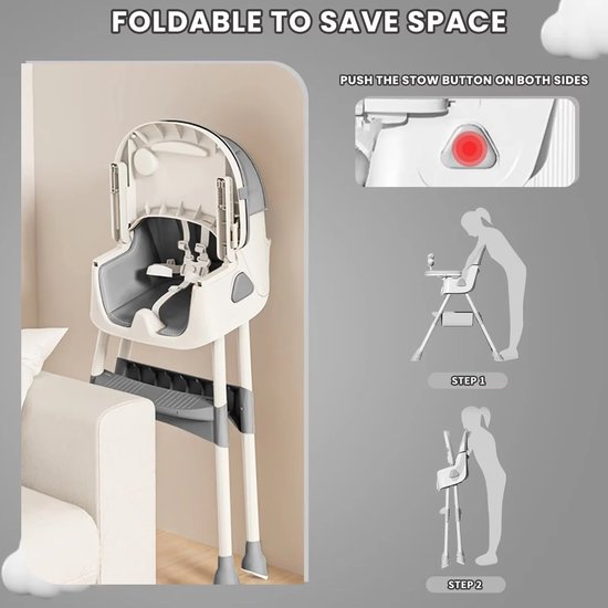 MiKiD Baby Stoel - Kinderstoel - Kinder Eetstoel - Meegroei Stoel 3-in-1 - Opvouwbaar - Kaki — afbeelding 3