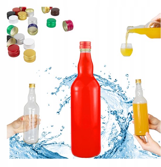 Bimberek Monopol Serie - Glazen Fles - 700ml - Inclusief Deksels van Merkloos — afbeelding 2